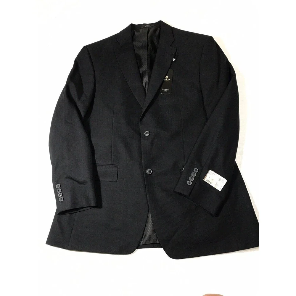Haggar Blazer Mens 42 Long Grey/black Suit Jacket Two Button Suit Up System New